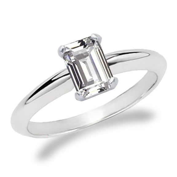 2 Carat IGI Certified Emerald Cut Lab Grown Diamond 14K Platinum Solitaire Engagement Ring Size 6 (G-H Color, VS2 Clarity)