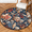 Multicolour 2, variant on CURLYOOT Round Rug 3ft Mexico Floral Area Rug, Washable Circle Mat Non Slip Floor Carpet Mat, Traditional Mexican Boho Soft Indoor Rugs for Entryway Living Room Dining Room Bedroom