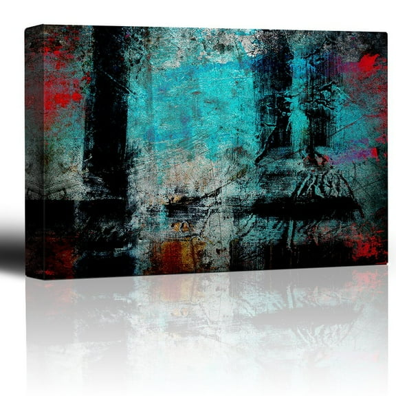 wall26 - Black Vertical and Horizontal Stripes Over an Aqua Watercolor Background - Giclee Print Abstract Canvas Wall Art Rustic Home Art - 32x48 inches
