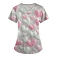 thumbnail image 2 of UoCefik Valentines Day Jogger Scrubs for Women Plus Size Love Heart Pattern Nurse Nursing Uniforms Funny Plus Size Short Sleeve V-Neck Tshirts Medical Scrub Shirt Tops with Pockets White 3XL, 2 of 5