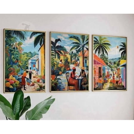 Caribbean Prints Caribbean Wall Art Tropical Decor Exotic Poster Tropical Art Print Jamaica Wall Art Floral Decor Black Art Poster Only