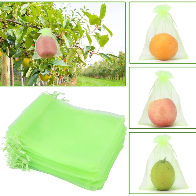 BEMS-50 Uds. Bolsas de red de frutas verdes de 15x20cm, protección de plantas de jardín