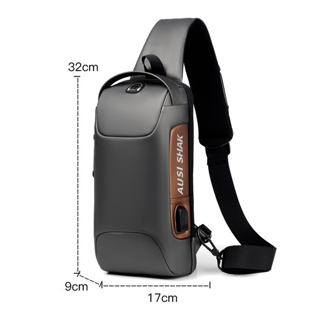 Bolsa de pecho de cuero PU antirrobo para cinturón de hombre mochila para hombre de calle de viaje JShteea Para Estrenar