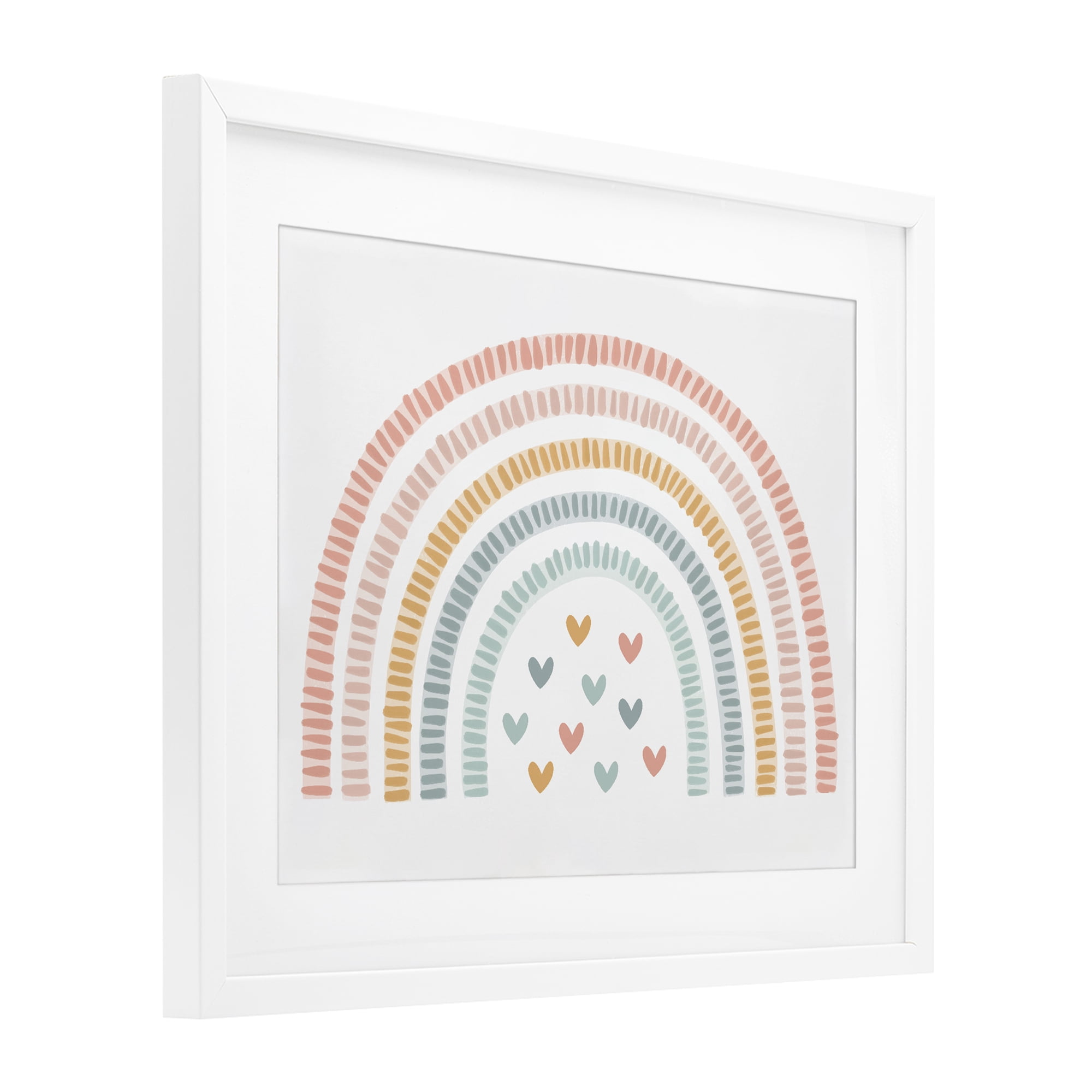 Stupell Industries Whimsical Pastel Rainbow with Hearts White Framed Print Under Glass, design by Lil' Rue