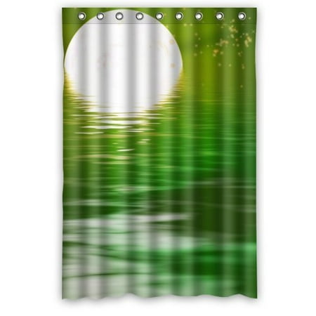 GreenDecor Best Cool Mossy Moon Waterproof Shower Curtain Set with Hooks Bathroom Accessories Size 48x72