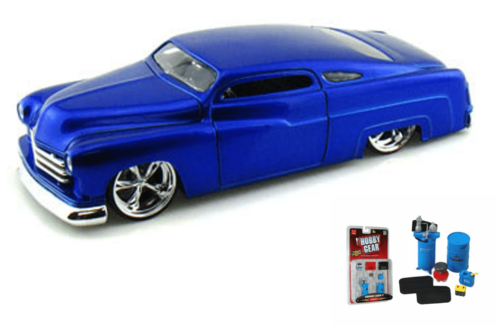 Diecast Car & Garage Diorama Package 1951 Mercury, Blue Jada Toys