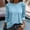 Blue, variant on Ladies Ruched Shoulder Sweatshirt Casual Pullover Shirts Round Neck Raglan Sleeve Solid Long Sleeve Top Puff Sleeve Tops Clothing Loose Fit