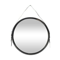DecMode 25"W, 31"H Round Wall Mirror, Black