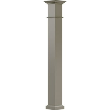 6" x 8' Endura-Aluminum Wellington Style Column, Square Shaft (Load-Bearing 12,000 lbs), Non-Tapered, Wicker Finish w/ Capital & Base