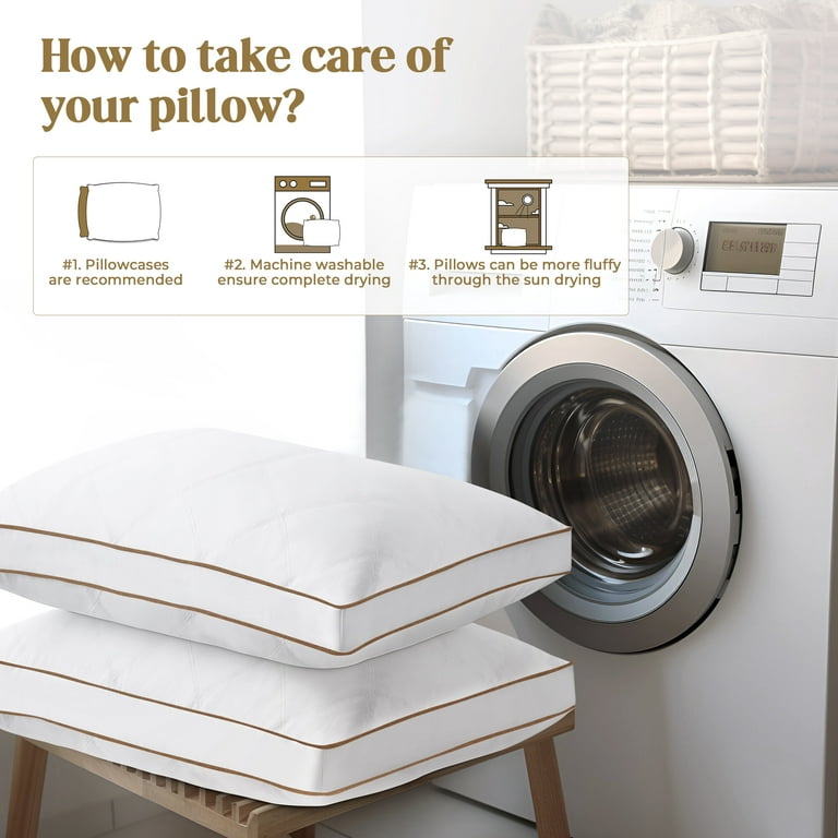 Unikome Goose Down Pillows, Queen Size Set of 2, 100% Cotton Cover