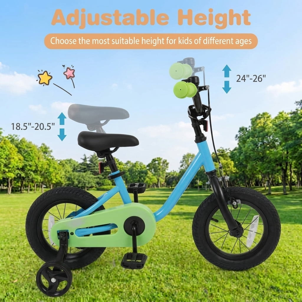 Redsmile Kids Bike 12 Inch for 3-4 Years Old Boys and Girls, Toddler Bicycle with Adjustable Handlebar and Seat, Height-Adjustable Beginner Bike for Kids 31.5"-41.3" Tall, 110 lb Capacity, Blue