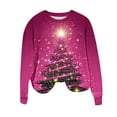 thumbnail image 6 of Lopecy-Sta Women's Christmas Tree Print Crew Neck Sweatshirt, Loose Long Sleeve Casual Holiday Pullover Top Multicolor L, 6 of 6