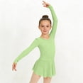 thumbnail image 2 of Virmaxy Solid Color Long Sleeve Crew Neck Ballet Dance Dress Breathable Comfort Pleated Mesh Slip Dress for Training and Performance, for 3-15Y, 2 of 8