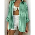 thumbnail image 6 of Women'S Classic-Fit Long Sleeve Shirt Button-Down Long Sleeve Casual Blouse Shirt Green L, 6 of 8