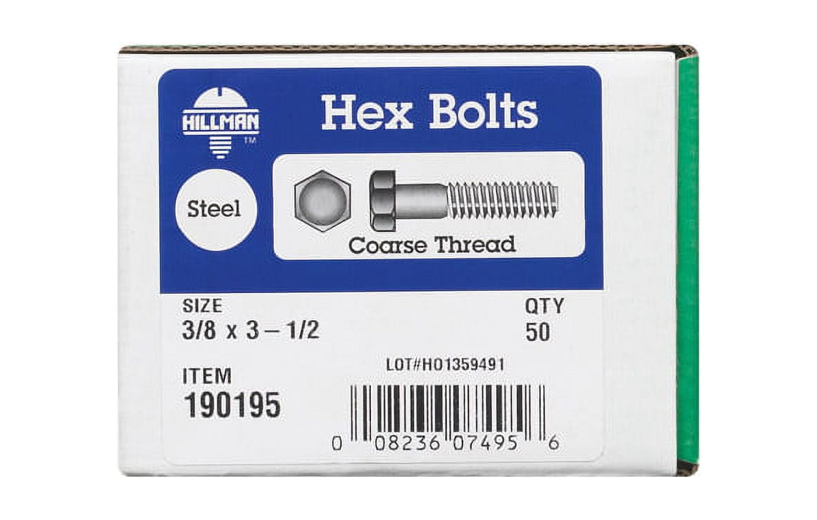 Hillman 1/2 in. D X 1-1/2 in. L Hot Dipped Galvanized Steel Hex Bolt 50 pk Hillman 1/2 in. D X 1-1/2 in. L Hot Dipped Galvanized Steel Hex Bolt 50 pk