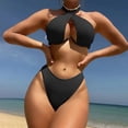 thumbnail image 4 of Sngxgn Bikini Sets for Women Strappy Two Piece Bathing Suits High Waist Tummy Control Swimsuit(Black,M), 4 of 5