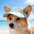 thumbnail image 3 of Pet Sun Protection Hat with Ear Holes, Cute Cat Small Dog Visor Cap for Outdoor Sunshade, Adjustable Breathable Canvas Headwear for Daily Walking Traveling, Floral Pattern, Green, S, 3 of 3