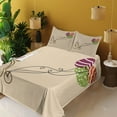 thumbnail image 3 of Ambesonne Easter Fitted & Top Sheet Set with Shams, Bunny on Bike Egg Balloons, Beige and Purple, 3 of 7