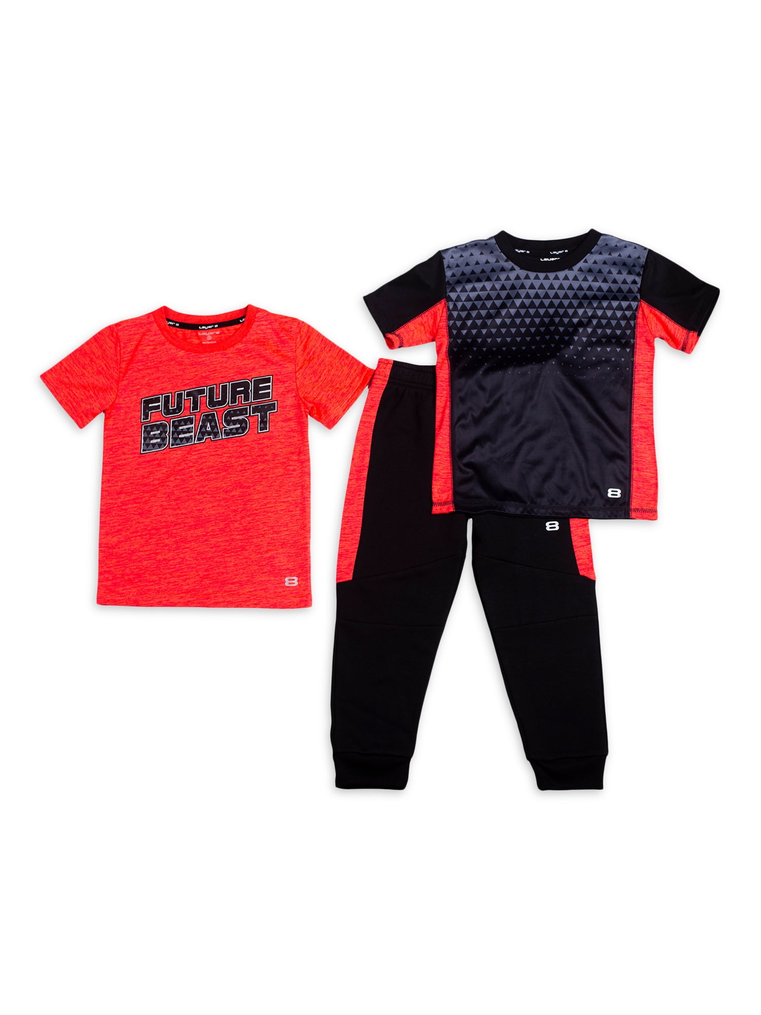 Layer 8 Boys Active Tee and Knit Pants Set, 3Piece, Sizes 47