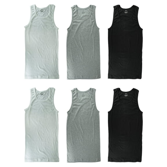 Gelante 6-Pack Cotton Adult Men's Basic Undershirt Tank Top Athletic Sleeveless Tee