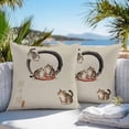 thumbnail image 3 of Outdoor Waterproof Throw Pillow Covers Set of 2 Lucky Cat Decorative Pillowcases Square Outdoor Pillows Cushion Case 18x18 Inch Cute Japanese Style Linen Patio Pillows for Couch Sofa Bed Garden, 3 of 9
