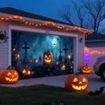 thumbnail image 4 of Spooky Halloween Garage Door Banner 7x16 FT - Glow in Dark Bat Pumpkin Design, Weather Resistant Polyester Outdoor Decor for Yard, Party Photo Background, 4 of 6