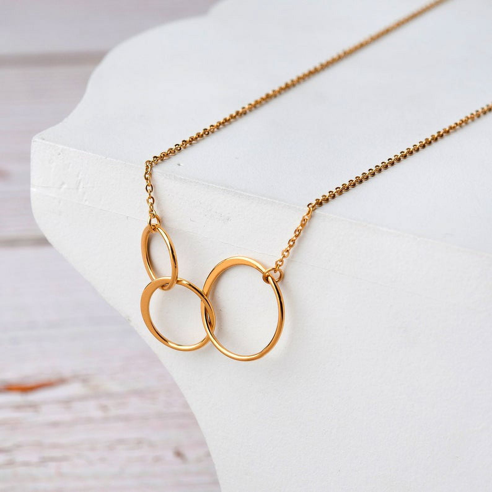 Three Generation Mother's Day Jewelry, Three Generation Necklace and Card Gift, Gift for Mom, Gift for Mother, with Gift Box and Ships Next Day! [Gold Triple Infinity Rings, No-Personalized Card]
