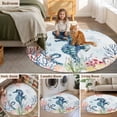 thumbnail image 6 of Sea Horse Round Living Room Rugs 4 ft, Vintage Watercolor Ocean Animals Colorful Corals Seaweed Blue Washable Area Rug Non-Slip Sturdy Edge Binding Round Carpet for Entryway Kitchen Bedroom Bathroom, 6 of 9