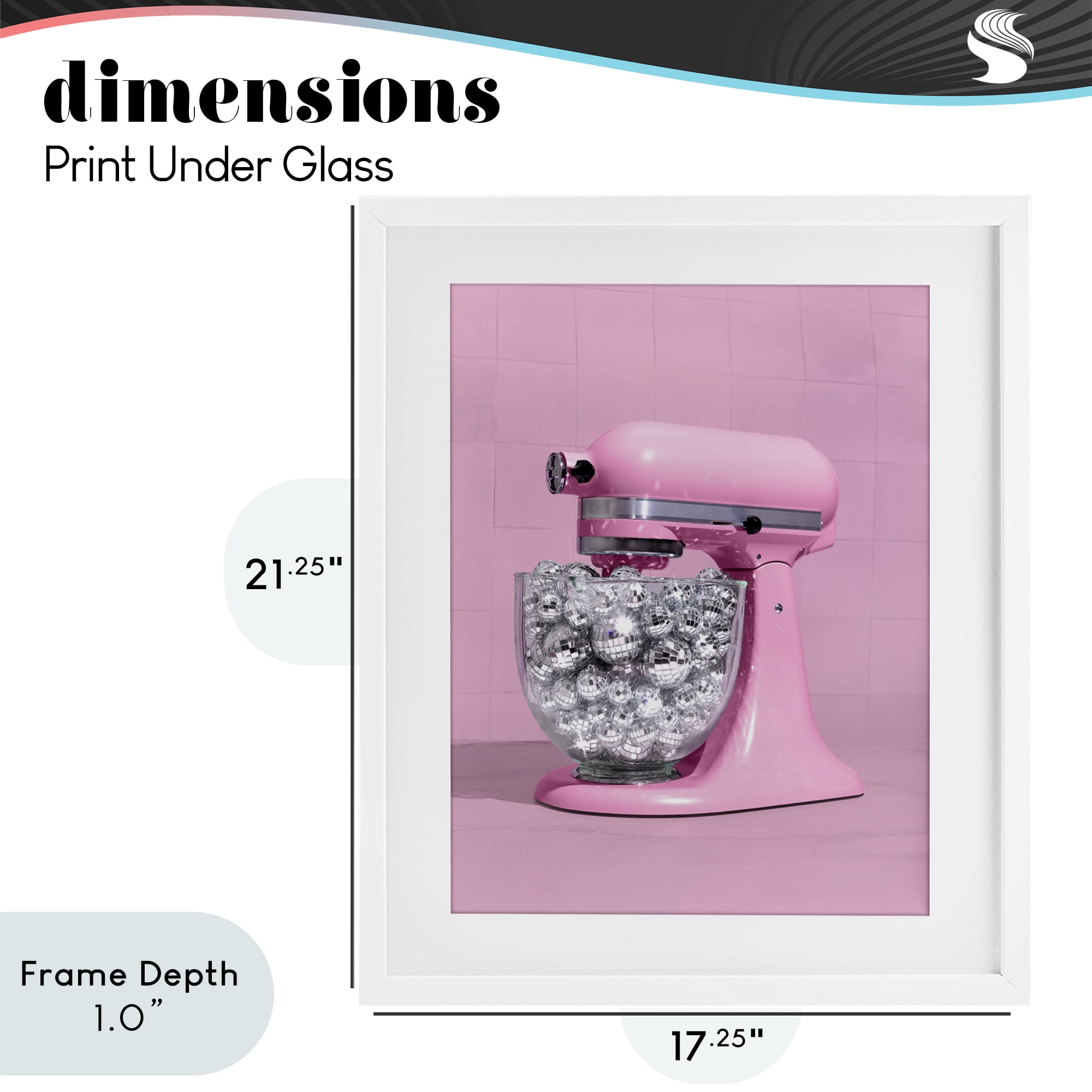Stupell Industries Disco Kitchen Mixer over Pink White Framed Print Under Glass, design by LISH Creative