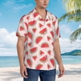 thumbnail image 6 of Uemuo Watermelon Printed Regular Fit Short Sleeve Casual Hawaiian Shirt for Men,Aloha shirt,Tropical shirt,Floral print shirt,Vacation Beach shirt-X-Large, 6 of 9