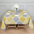 thumbnail image 3 of Yellow and Gray Geometric Quatrefoil Pattern Square Tablecloth,Waterproof Square Table Cover,Wipeable Spillproof Washable Table Cover for Home Kitchen Party Decor 52"x52"(132x132cm), 3 of 6