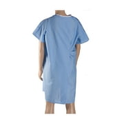 DMI Hospital Patient Gown for Women or Men, Back and Shoulder Snap, 36 Long, Blue