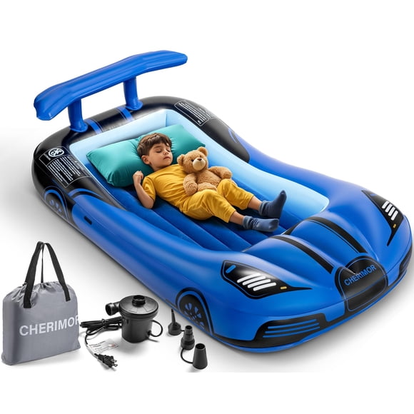 Cama inflable de viaje para niños pequeños CHERIMOR con parachoques de seguridad y bomba