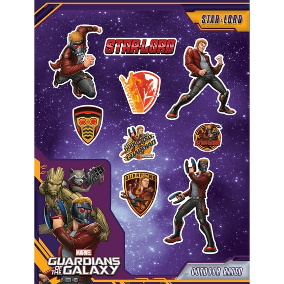 Marvel Guardians of The Galaxy Star-Lord Decals - Set of 9 Vinyl Stickers for Car Laptop Computer Skateboard - Marvel Stickers for Kids and Adults