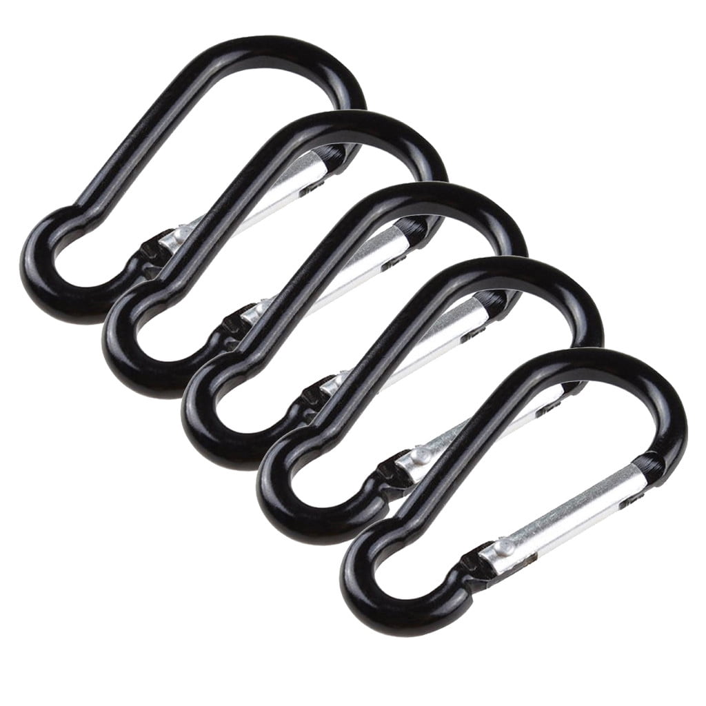 4pcs D Shape Carabiner Clip Snap Hook Key Chain for Camping Hiking black