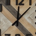 thumbnail image 5 of DecMode Industrial Wood Sculpted Wall Clock with Weave Pattern and Brown Finish, 24"W x 27"H, 5 of 14