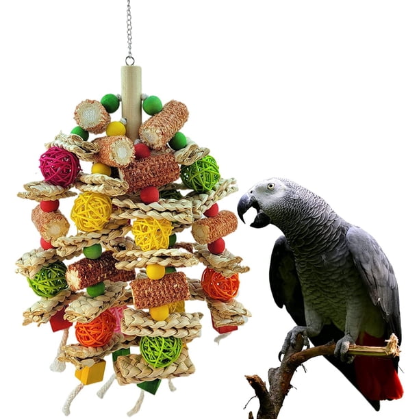 Juguetes para loros, juguetes para masticar pájaros de mazorca de maíz natural para guacamayos pequeños y medianos, loros grises africanos, loros amazónicos, juguetes para jaulas de pájaros
