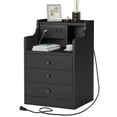 thumbnail image 6 of Afuhokles Nightstand with Charging Station, Night Stand with Hutch and Storage Drawers, Black, 6 of 10