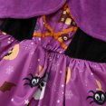 thumbnail image 6 of Weebloom Toddler Girl Halloween Outfits Sleeveless Hallowmas Cartoon Prints Dress Hooded Robe Set Dailywear Outfit 18-24 Months Purple, 6 of 8
