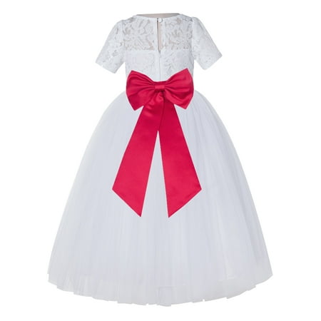 

White Floral Lace Vintage Flower Girl Dresses Special Occasions LG2T