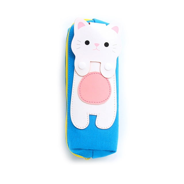 Maytalsory Canvas Cat Pattern Students Stationery Cat Pattern Students Pen Pencil Bag for Zipper Pouch Box Case white cat 1Set