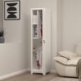 thumbnail image 5 of Narrow Cabinets with Doors and Shelves, 65”H Slim Cabinet for Small Spaces, Tall Bathroom Storage Cabinet, White Skinny Storage Cabinet for Kitchen, Home Office, Living Room, Dining Room, 5 of 18