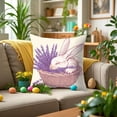 thumbnail image 2 of MXTPOV Easter Pillow Covers 18x18, Purple Lavender Rabbits Easter Eggs Pillow Covers for Couch Sofa, Easter Decorations, Decorative Throw Pillow Covers for Home Decor, 2 of 5