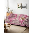 thumbnail image 3 of Boho Pink Couch Cover for 2 Cushion Couch, Middle Century Boho Geometric Abstract Southwestern Washable Love Seat Sofa Covers Slipcover, Throw Sofa Covers for Pets, Furniture Protector 71"x102", 3 of 9