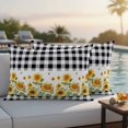 thumbnail image 4 of Sunflower Outdoor Waterproof Pillow Covers, Black White Buffalo Plaid Check Country Bee Decorative Rectangle Throw Pillowcase Sofa Cushion Sham for Patio/Couch/Chair, 20"x12" 2 Pack, 4 of 8