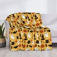thumbnail image 3 of Honeii Halloween Ghost Pumpkin print throw blanket, crafted from cozy cotton flannel, offers versatile home decor as a bedding suitable for all seasons.-50"x40", 3 of 6