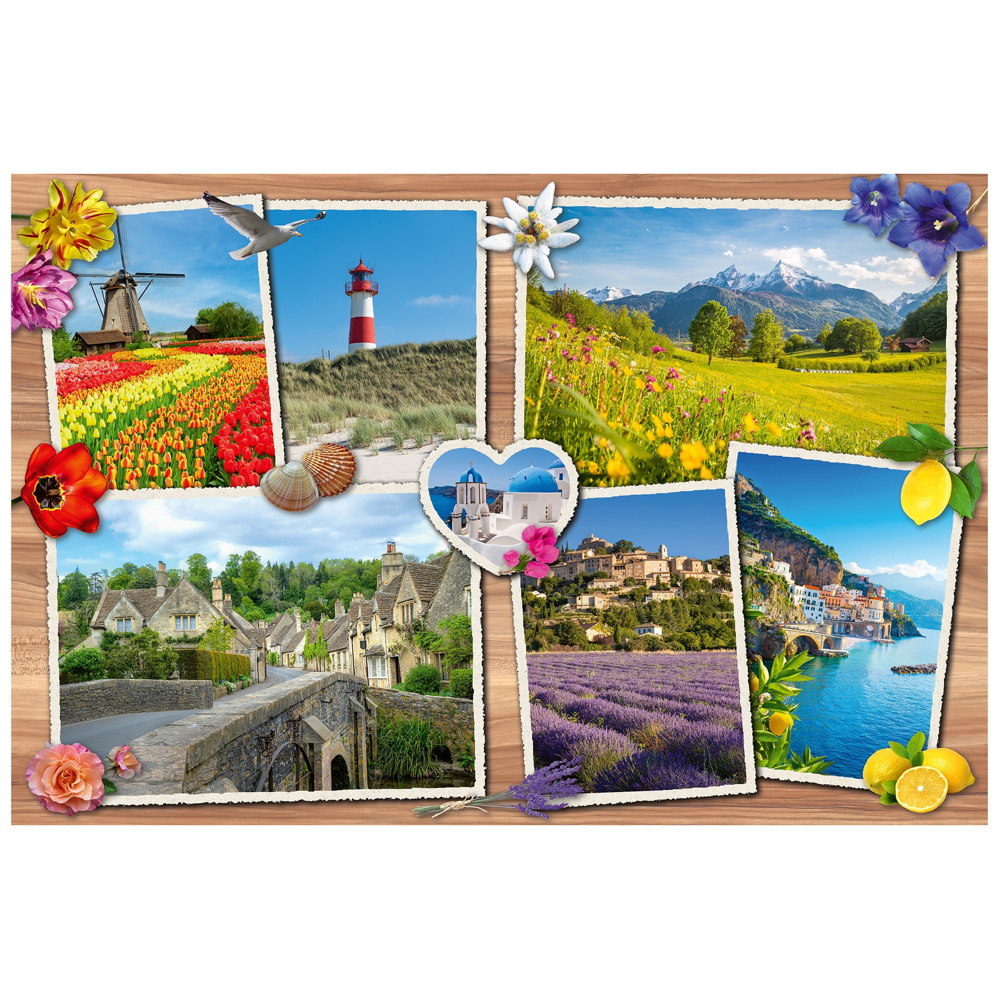 TEAMPUZZLE: Dream Destinations- 194pc Puzzle, 2 Difficulty Level Sections, European Trip Photos, Landscape Scenes, 19x13" Jigsaw, Seniors & Family