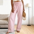 thumbnail image 2 of GEWSEY Womens Wide Leg Striped Plaid Pants Casual Barrel Loose Drawstring Low Waist Palazzo Harem Pants with Pockets (Pink, L), 2 of 9