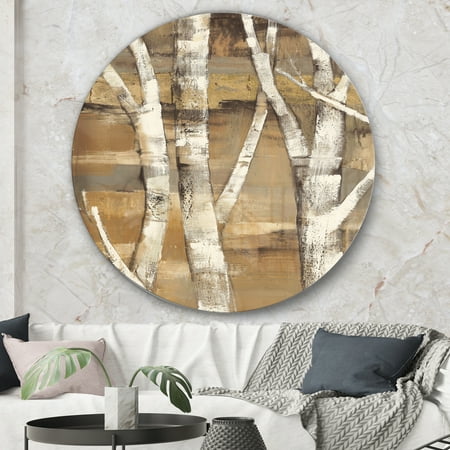 Designart Natural Birch Forest Ii Traditional Metal Circle Wall Art Walmart Canada