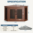 thumbnail image 6 of Corner Dog Crate Furniture, 52" Wooden Dog Crate Kennel with Cushion and Double Doors, Heavy Duty Dog Crates Cage Furniture for Medium Dogs Indoor, Walnut Large, 6 of 7